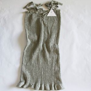 Lost + Wander | green elastic dress with ruffles